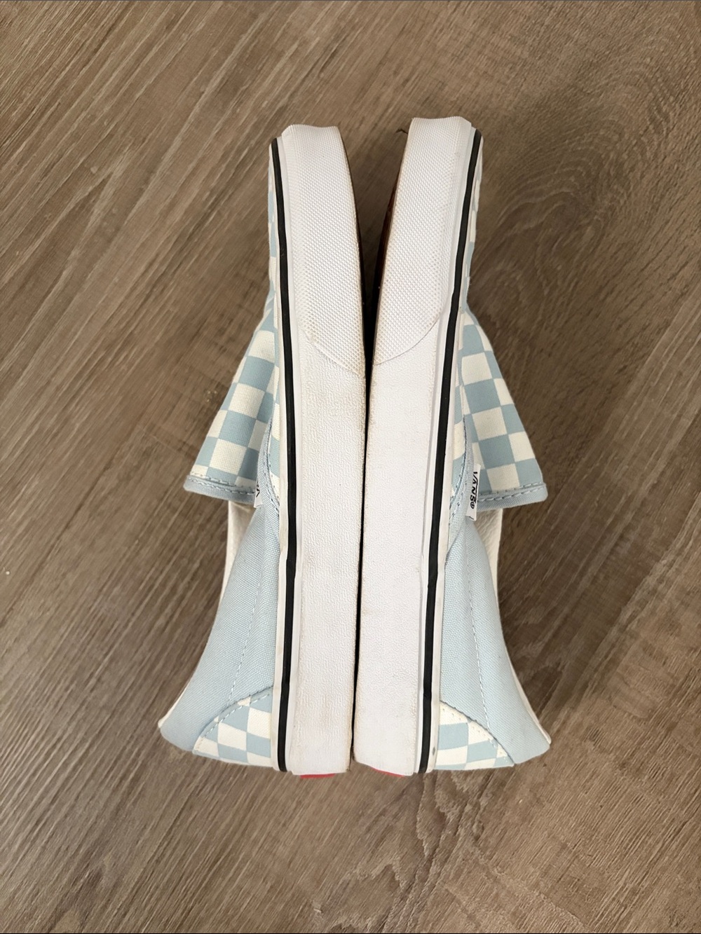Vans Checkerboard Slip-On Sneakers in Light Blue and White - Picture 5 of 5